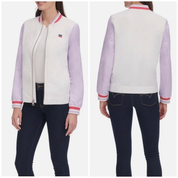 NWT LEVI'S Women's Varsity Retro Style Lightweight Bomber Jacket size XL - Picture 2 of 13